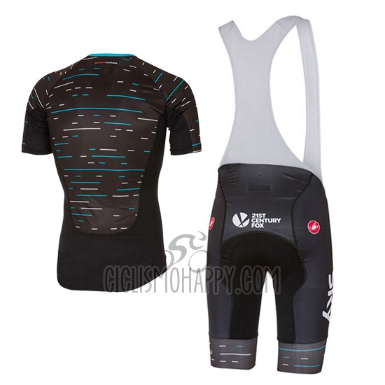 Sky Cycling Jersey Bib Short 2017 Short Sleeve Black and Light Blue